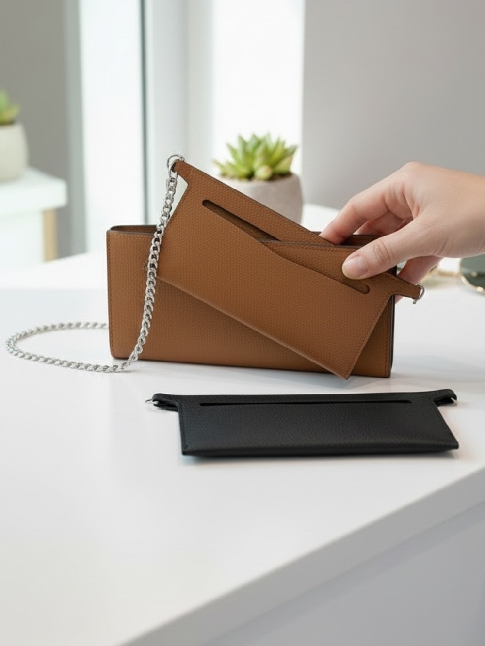 Wallet Insert With D Rings Brown or Black - Picture 1 of 8